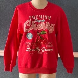 Wound Up Cherry Red Crew Neck Sweater